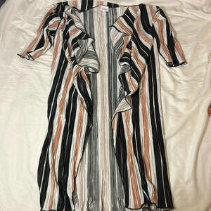 Lularoe Shirley Kimono Open Cardigan Black, Gold